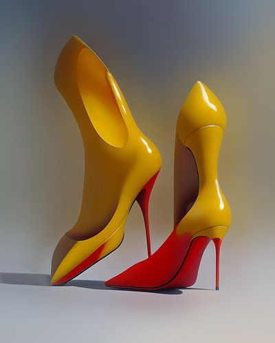 Gelbe rote hohe Absätze abstrakte Form Studie mit ai