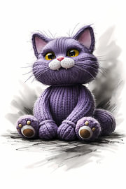 süßes, lila gestricktes Kätzchen von Linda de Klein