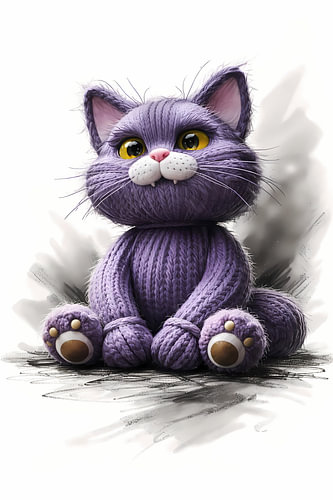 süßes, lila gestricktes Kätzchen