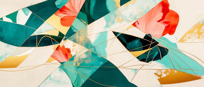 Colourful geometry with floral accents by Poster Art Shop