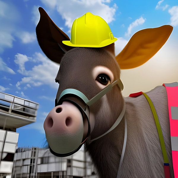 Donkey as construction worker by Babetts Bildergalerie