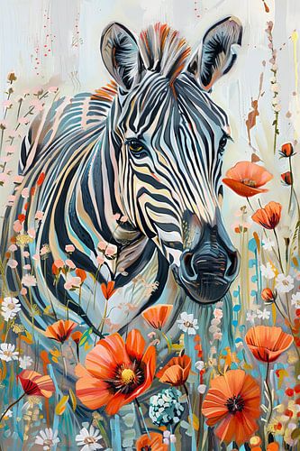 Zebra met bloemen