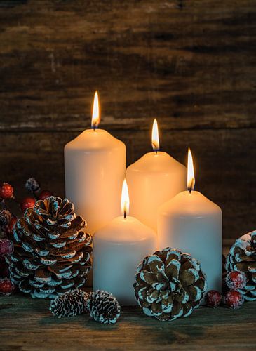 Advent and Christmas candles with decoration