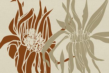 Japandi Botanische kunst in terra, zand en wit van Abstract Minimalist Art