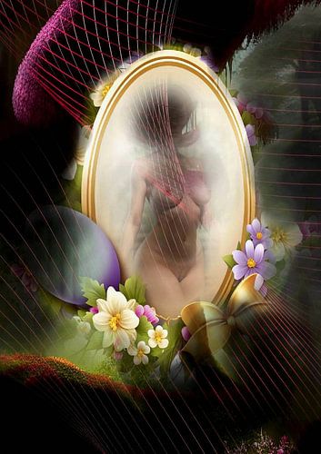 Woman in an oval frame