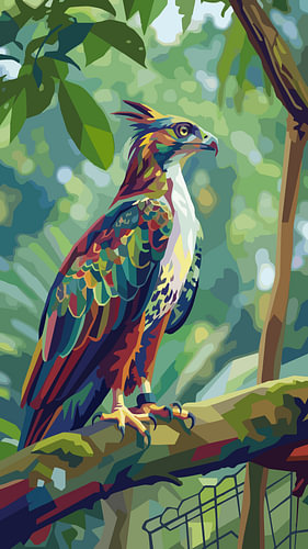 JAVANESE HAWK WPAP POPART - METALEN POSTER