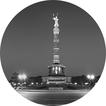 Overwinningszuil Berlijn (Panorama zwart-wit) van Frank Herrmann