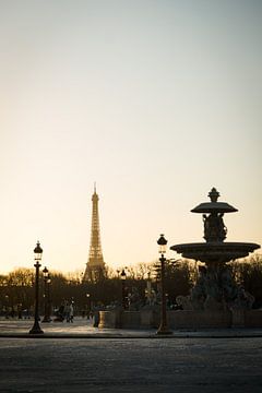 Eiffelturm bei Sonnenuntergang, Paris. von Bart van der Heijden
