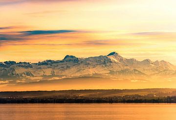 Bodensee und Schweizer Alpen im Herbst von Dieter Walther