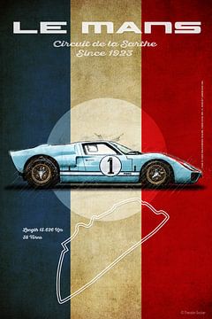 Le Mans Ford GT40 Ken Miles, Denis Hulme van Theodor Decker