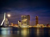 Blick auf den Wilhelminapier mit Erasmusbrücke in Rotterdam von Michael Moser Miniaturansicht