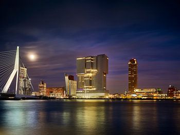 Blick auf den Wilhelminapier mit Erasmusbrücke in Rotterdam