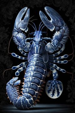 Lobster luxe - Delfts blauwe kreeft - Klassiek modern van Marianne Ottemann - OTTI