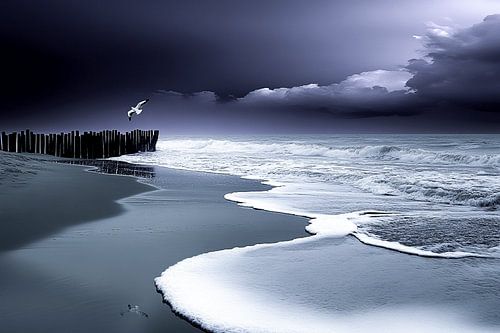 The Whisper of the Dark Surf | Where Sea and Sky Embrace Each Other in Silence by Karina Brouwer