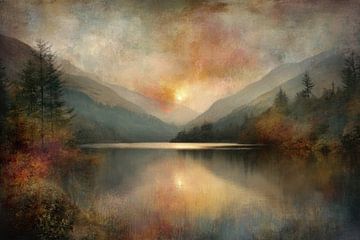 Lake in the Mountains at Sunset