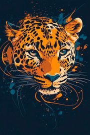 Leopardenkopf mit buntem Farbspiel von Poster Art Shop