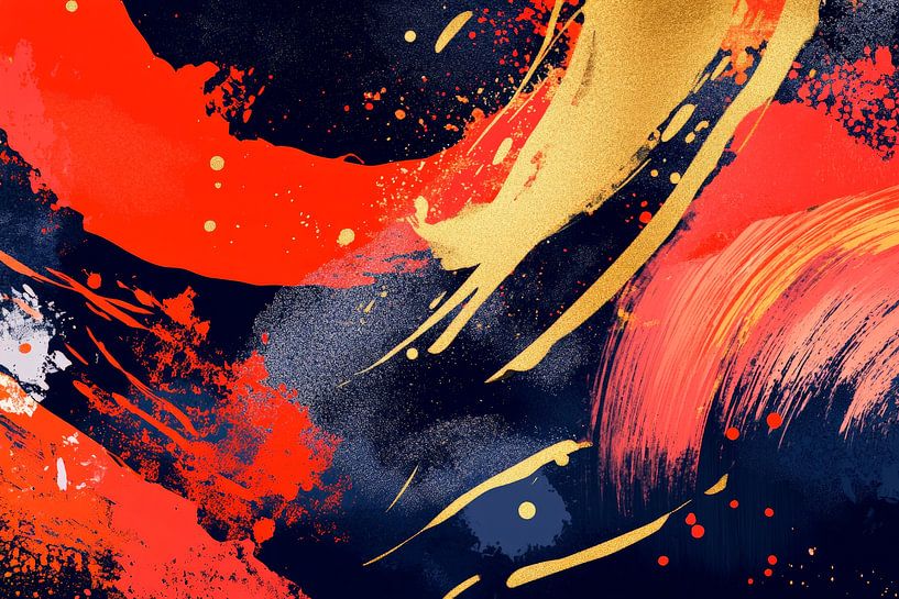Farbexplosion in Rot und Gold von Poster Art Shop