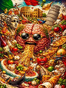 Supercoole surrealistische Darstellung von italienischem Essen Fantasie