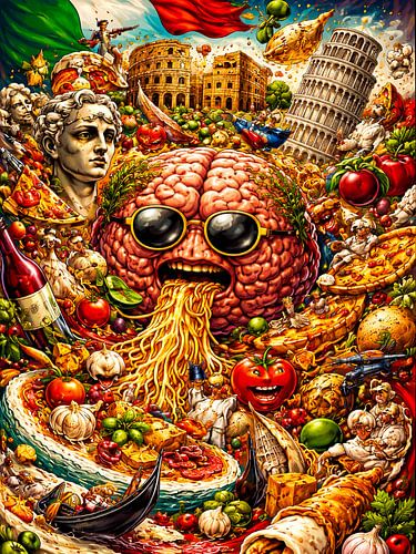 Supergave Surrealistische weergave van Italian Food Fantasie