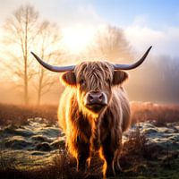 Schottische Highlander: Morgendämmerung