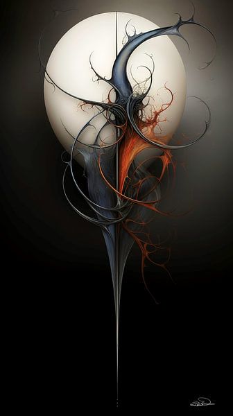 abstract figuur in blauw en oranje van Gelissen Artworks