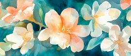 Delicate watercolour flowers in pastel colours by Poster Art Shop