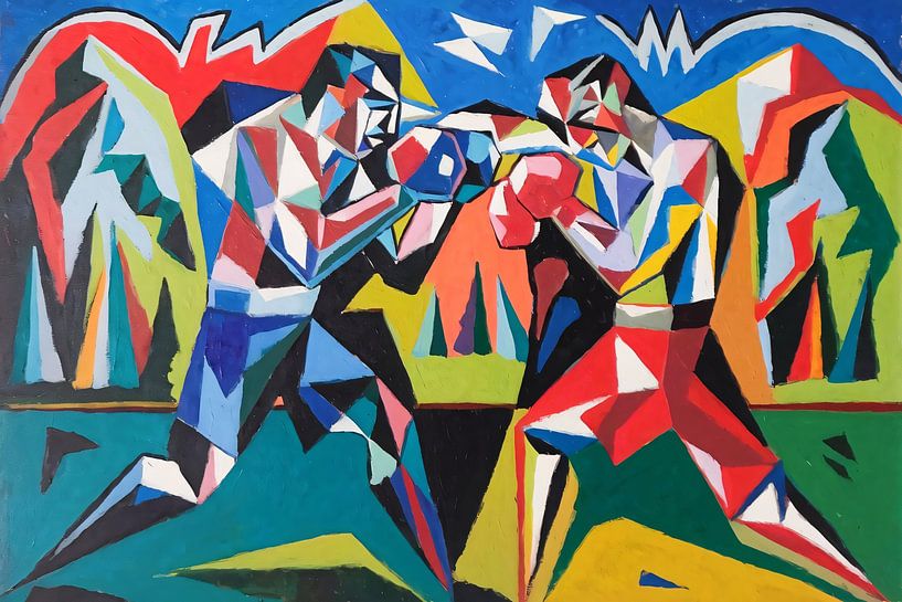 Abstracte kubistische boksers van Art & Soul Creations