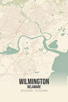 Vintage landkaart van Wilmington (Delaware), USA. van Rezona
