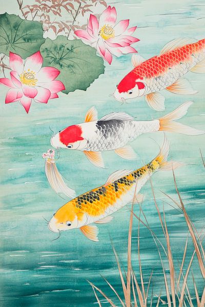 Koi-Fische im klaren Wasser – Pastellfarben von Poster Art Shop