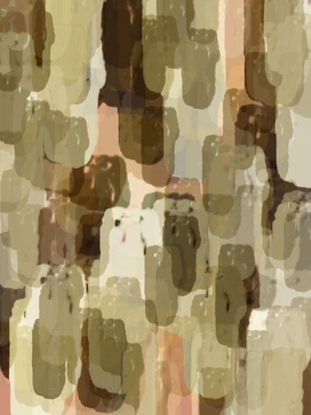 Abstract brush strokes in khaki, terra, neutral green and white. by Dina Dankers
