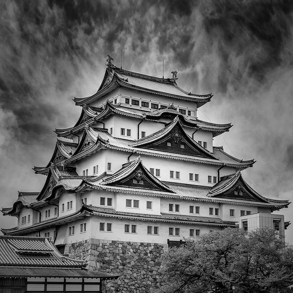 Imposante historische Burg Nagoya - Monochrom von Melanie Viola