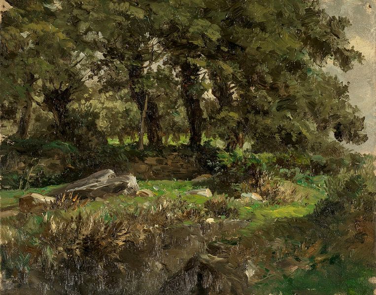 Carlos de Haes Forest landscape of oaks, old trees, Antique landscape by finemasterpiece