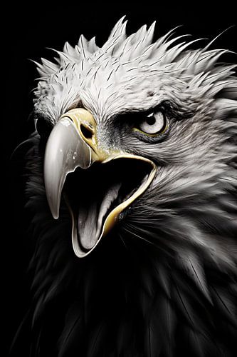 Vogel Portrait in Schwarz-Weiß minimalistisch