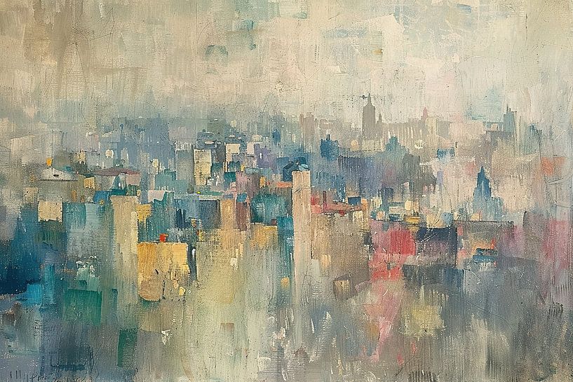 Stad Abstract | Tangled Skylines van Abstract Schilderij