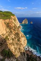 Sea view with a rock formation on the island of Zakynthos in Greece