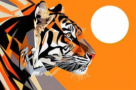 Tiger head in a riot of colour - Abstract by Poster Art Shop