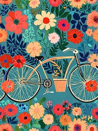 Fahrrad im Blumengarten