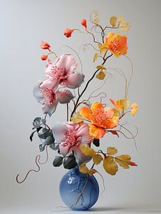 Stillleben Blumen Vase Glas Ikebana Eleganz