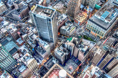 Downtown Urban Manhatten from the Sky