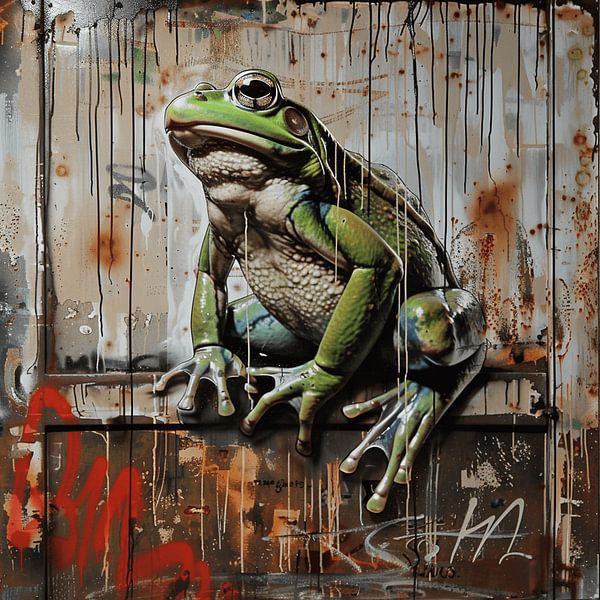 Graffiti frog colourful rust metal urban detailed natural by gm_designs