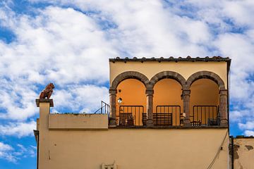 Terrasse sur le toit d'un bâtiment historique à Florence, Italie sur Rico Ködder