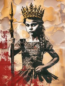 Die wehrhafte kleine Prinzessin | Street Art im Banksy Stil von Frank Daske | Foto & Design