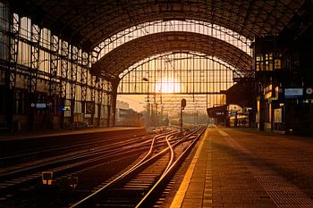 Sunset at Haarlem railway station