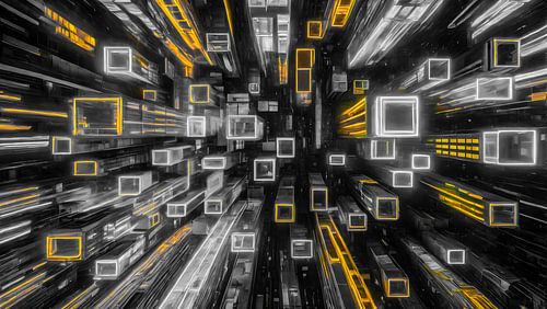 Gele Neonflitsen in de Stad