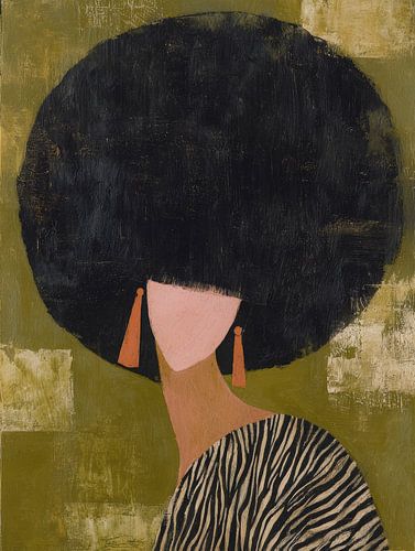 Abstract portret met groot silhouet kapsel van But First Framing