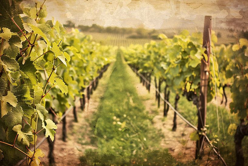 Vignoble en sépia - Témoin silencieux du temps par Art & Soul Creations