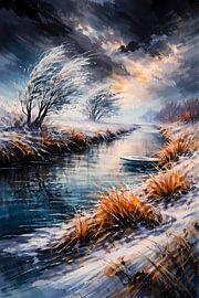 Winter landscape with ice