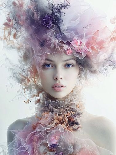 Modern portret in pastelkleuren