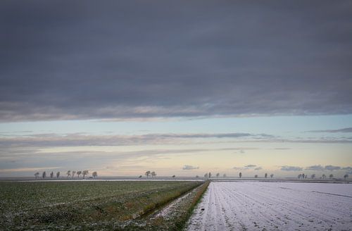 Zonsopkomst in de Noordpolder in Groningen
