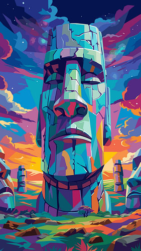 Moai-eiland WPAP Pop Art-illustratie metalen poster